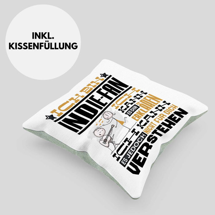 Indie-Fan Geschenk Kissen mit Füllung 40x40 Geschenkidee für Indie-Fan Geburtstag Lustig Ich Bin Indie-Fan Ich Kann Es Dir Erklären Aber Nicht Für Dich Verstehen (Grau) Grün Trendation