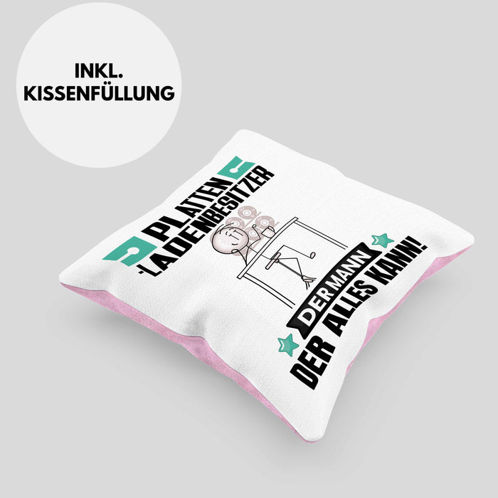 Plattenladenbesitzer Kissen mit Füllung 40x40 Geschenk für Plattenladenbesitzer Der Mann Der Alles Kann Geschenkidee zum Geburtstag (Grau) Rosa Trendation