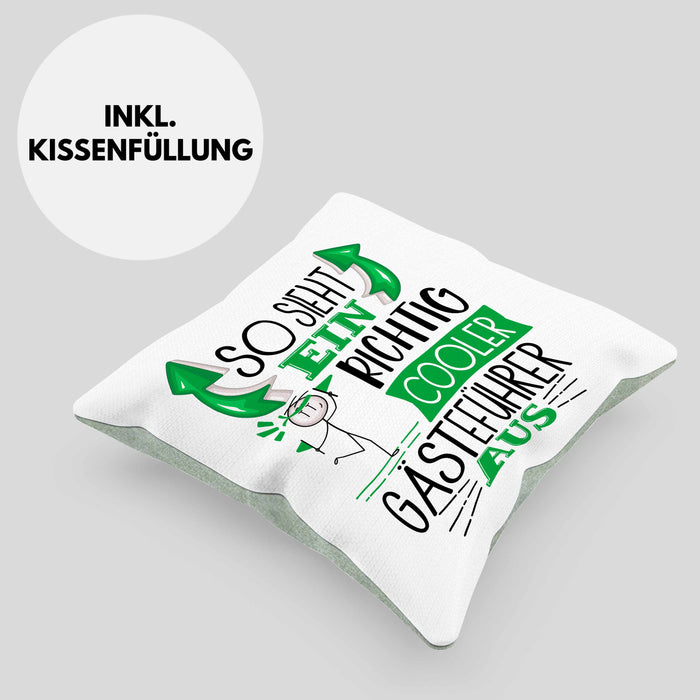 Gästeführer Kissen mit Füllung 40x40 Geschenk So Sieht Ein RIchtig Cooler Gästeführer Aus Geschenkidee Lustiger Spruch Geburtstag (Grau) Grün Trendation