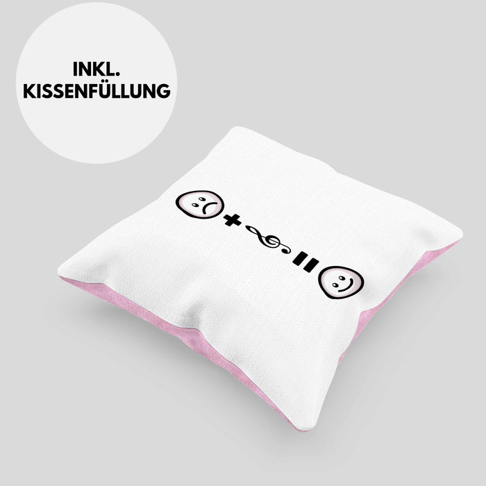 Musiker Kissen mit Füllung 40x40 Geschenk für Musiker Musikliebhaber Geburtstag Lustige Geschenkidee :( + Musiknote = :) (Grau) Rosa Trendation