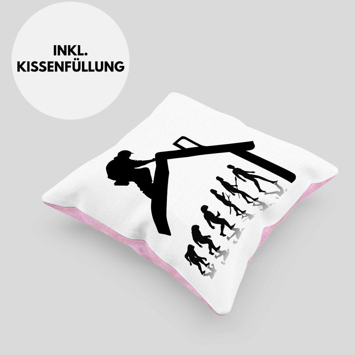Dachdecker Geschenk Kissen mit Füllung 40x40 Evolution Geschenkidee Spruch (Grau) Rosa Trendation