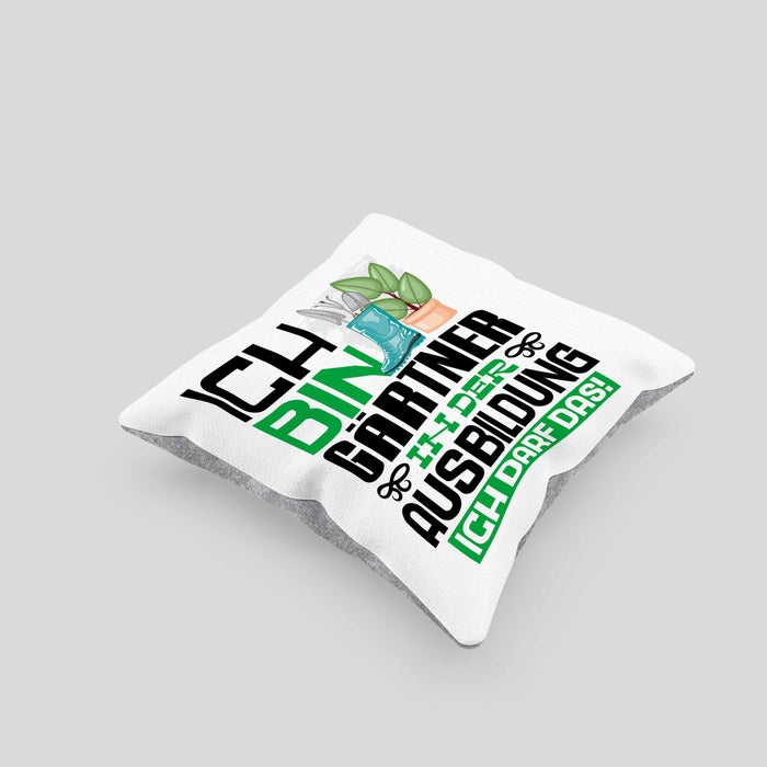 Gärtner Ausbildung Kissen mit Füllung 40x40 Geschenk Ich Bin Gärtner In Der Ausbildung Ich Darf Das Geschenkidee Spruch (Grau) Grau Trendation