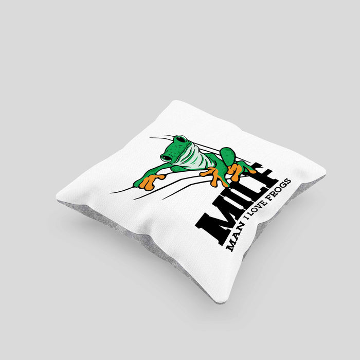 Lustige Frosch Kissen mit Füllung 40x40 Geschenk für Froschliebhaber Lustig MILF Man I Love Frogs (Grau) Grau Trendation