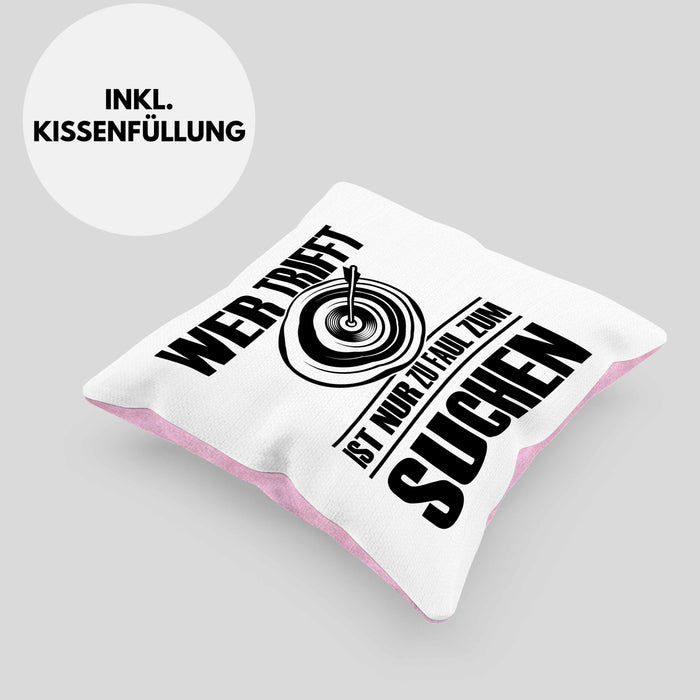 Bogenschießen Kissen mit Füllung 40x40 mit Bogenschütze Spruch - Geschenk für Pfeil und Bogen Fans (Grau) Rosa Trendation