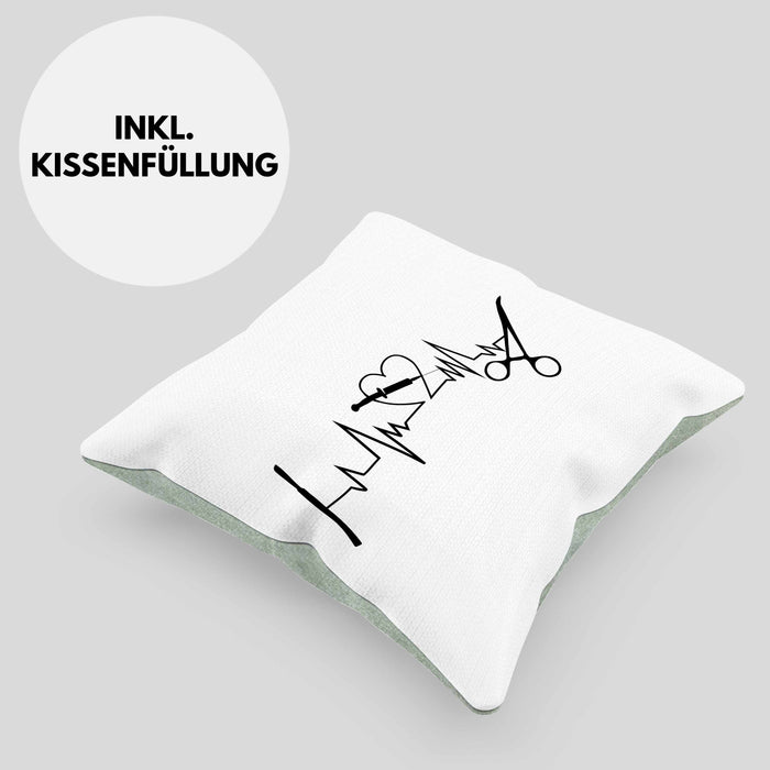 Lustige Chirurg-Kissen mit Füllung 40x40 Geschenk für Chirurgen Herzschlag (Grau) Grün Trendation