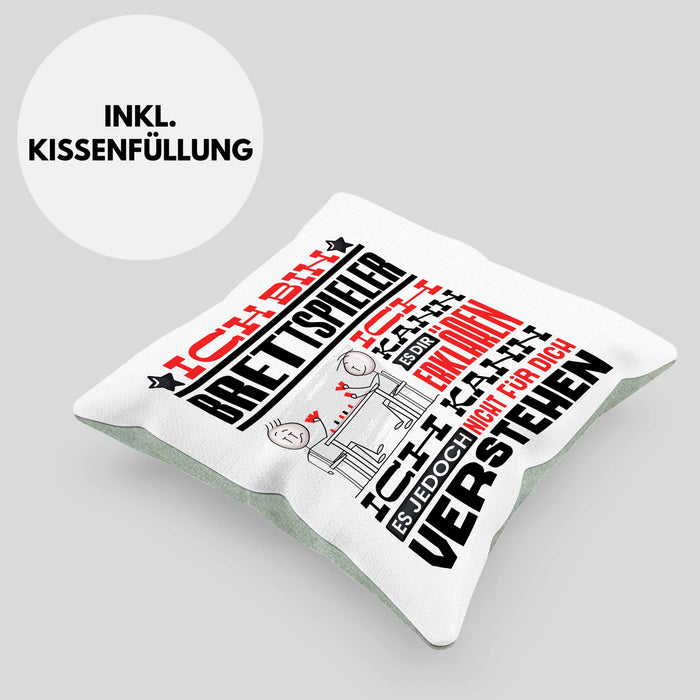 Brettspieler Geschenk Kaffee-Kissen mit Füllung 40x40 Geschenkidee für Brettspieler Ich Bin Brettspieler Ich Kann Es Dir Erklären Jedoch Nicht Für Dich Verstehen Spruch Lustig (Grau) Grün Trendation