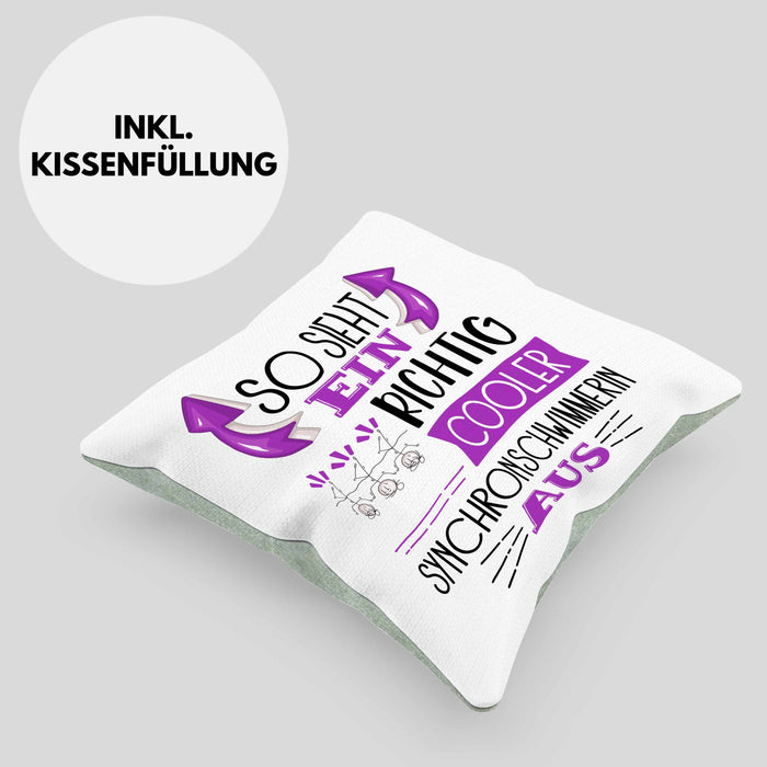 So Sieht Ein Richtig Cooler Synchronschwimmerin Aus Geschenk Kissen mit Füllung 40x40 Lustiger Spruch Geschenkidee (Grau) Grün Trendation
