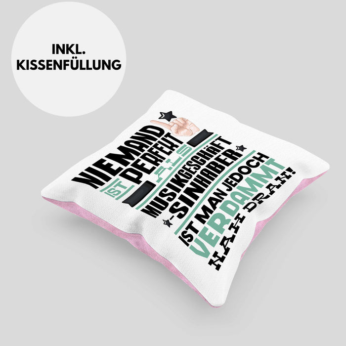 Musikgeschäftsinhaber Geschenk Kissen mit Füllung 40x40 Lustige Geschenkidee für Musikgeschäftsinhaber Geburtstag Niemand Ist Perfekt Aber Als Musikgeschäftsinhaber Ist Man Nah Dran (Grau) Rosa Trendation