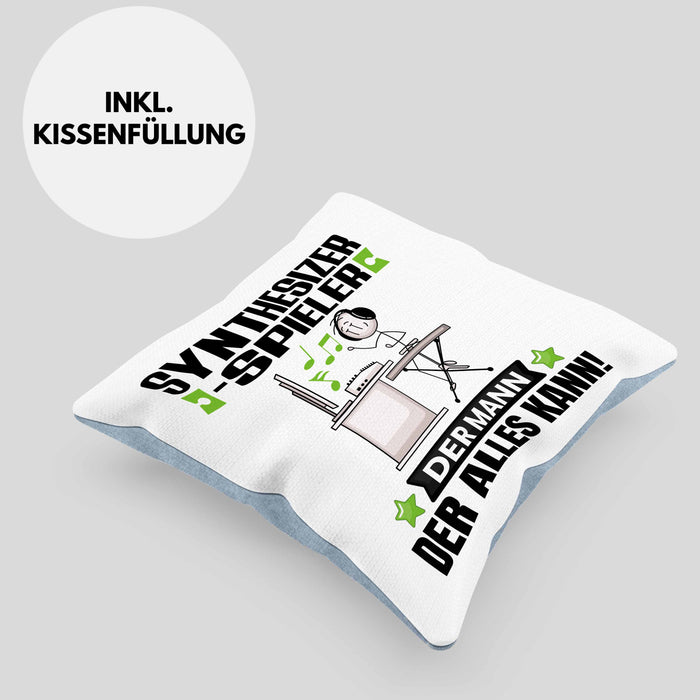 Synthesizer-Spieler Kissen mit Füllung 40x40 Geschenk für Synthesizer-Spieler Der Mann Der Alles Kann Geschenkidee zum Geburtstag (Grau) Blau Trendation