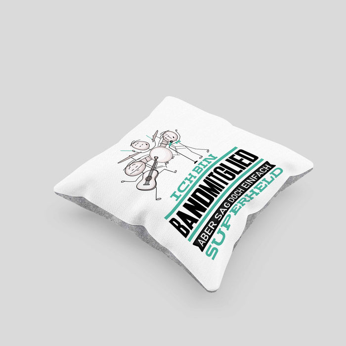 Bandmitglied Geschenk Kissen mit Füllung 40x40 Ich Bin Bandmitglied Aber Sag Doch Einfach Superheld Lustige Geschenkdiee für Bandmitglied (Grau) Grau Trendation