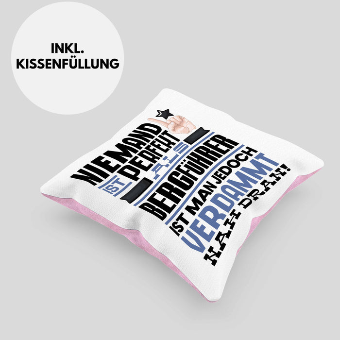 Bergführer Geschenk Kissen mit Füllung 40x40 Lustige Geschenkidee für Bergführer Geburtstag Niemand Ist Perfekt Aber Als Bergführer Ist Man Nah Dran (Grau) Rosa Trendation