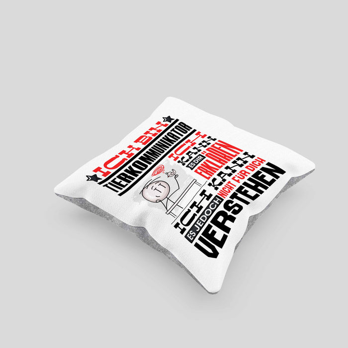 Tierkommunikator Geschenk Kaffee-Kissen mit Füllung 40x40 Geschenkidee für Tierkommunikator Ich Bin Tierkommunikator Ich Kann Es Dir Erklären Jedoch Nicht Für Dich Verstehen Spruch Lustig (Grau) Grau Trendation