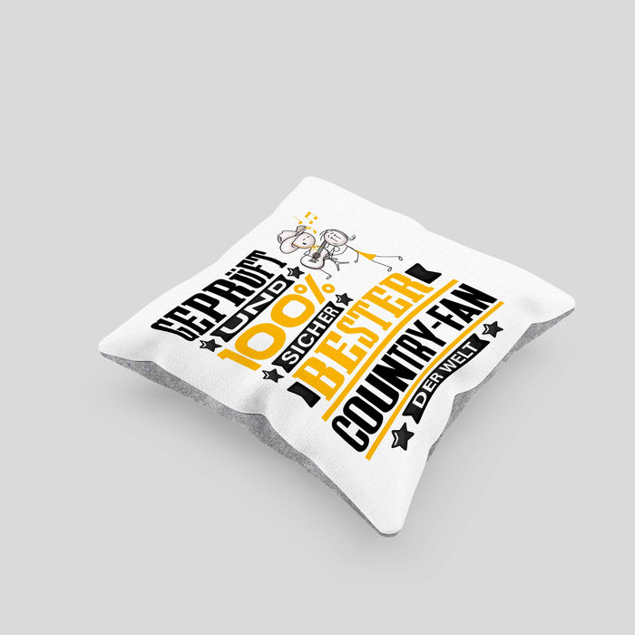 Country-Fan Geschenk Lustiger Spruch für Country-Fan Geschenkidee Bester Country-Fan Der WeltKissen mit Füllung 40x40 (Grau) Grau Trendation
