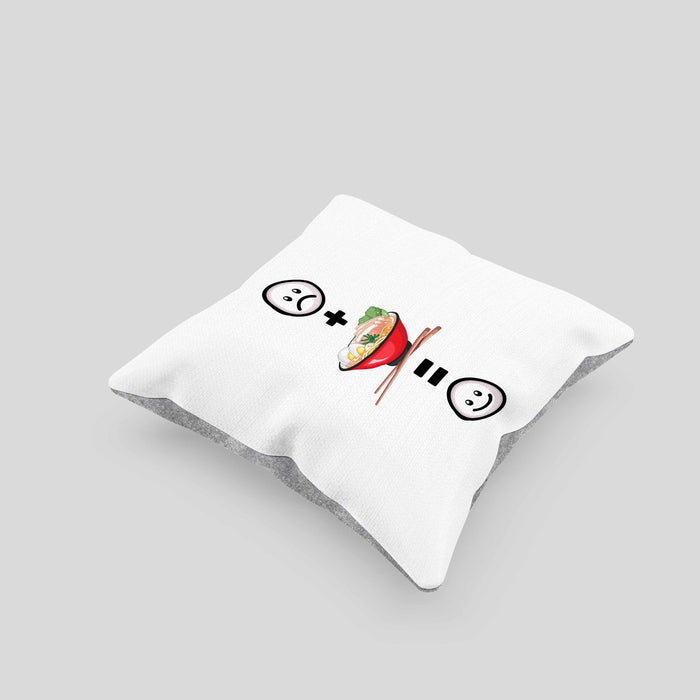 Ramen Kissen mit Füllung 40x40 Geschenk für Ramen Liebhaber Asiatisch :( + Ramen = :) Lustige Geschenkidee Geburtstag (Grau) Grau Trendation