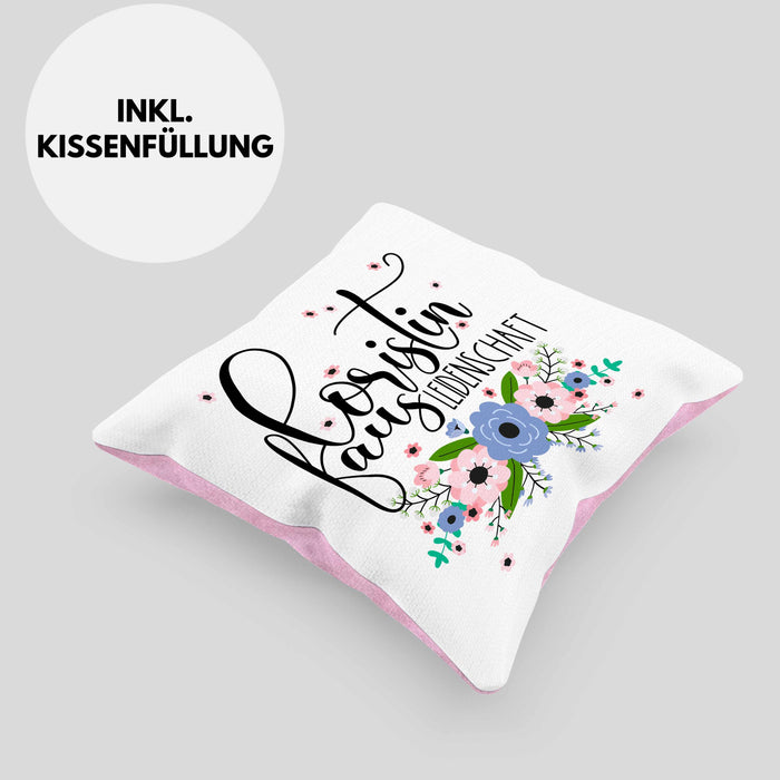 Floristin Aus Leidenschaft Kissen mit Füllung 40x40 Geschenk Blumen Floristin Geschenkidee (Grau) Rosa Trendation