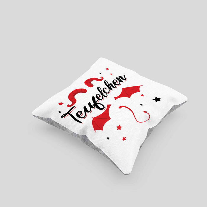 Teufelchen Kissen mit Füllung 40x40 Geschenk für Frauen Teufel (Grau) Grau Trendation
