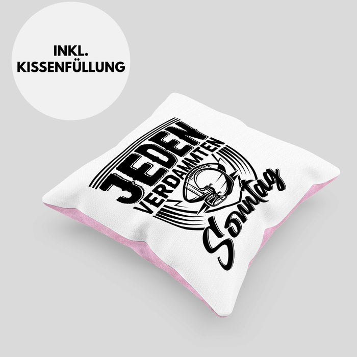 American Football Kissen mit Füllung 40x40 Geschenk Jeden verdammten Sonntag American Football-Spieler Geschenkidee (Grau) Rosa Trendation