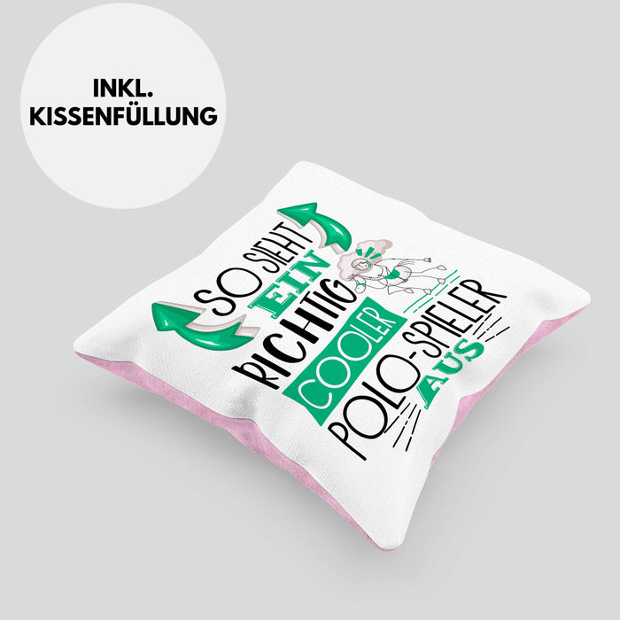 So Sieht Ein Richtig Cooler Polo-Spieler Aus Geschenk Kissen mit Füllung 40x40 Lustiger Spruch Geschenkidee (Grau) Rosa Trendation