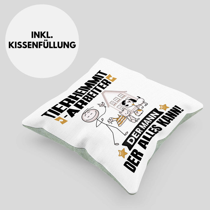 Tierheimmitarbeiter Kissen mit Füllung 40x40 Geschenk für Tierheimmitarbeiter Der Mann Der Alles Kann Geschenkidee zum Geburtstag (Grau) Grün Trendation