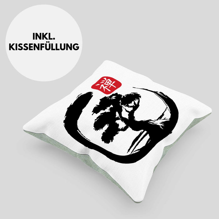 Lustige Bonsai Kissen mit Füllung 40x40 Geschenk für Bonsai-Liebhaber Silhoette (Grau) Grün Trendation