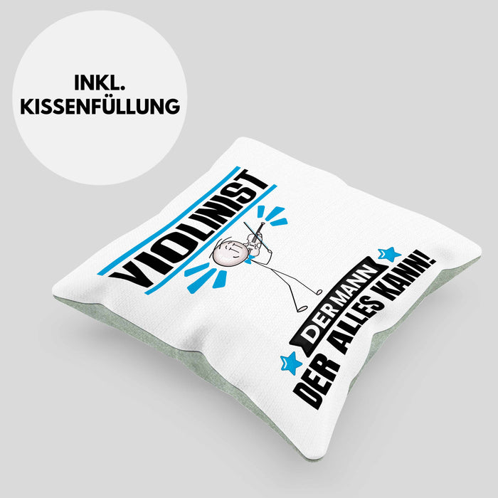 Violinist Kissen mit Füllung 40x40 Geschenk für Violinist Der Mann Der Alles Kann Geschenkidee zum Geburtstag (Grau) Grün Trendation