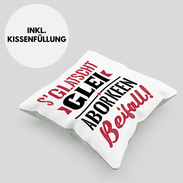 Sachsen Kissen mit Füllung 40x40 Sprüche "Es klatscht glei" Sächsisch Ossi Geschenk Kaffee-Kissen mit Füllung 40x40 (Grau) Grün Trendation