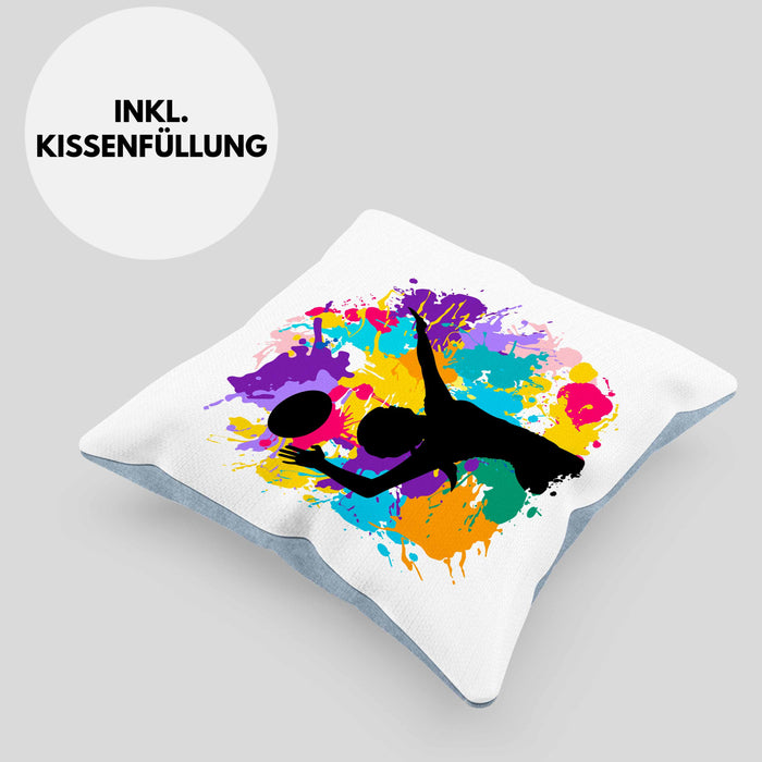 Volleyball Geschenk Kissen mit Füllung 40x40 Grafik Coach Herren Mädchen Kaffee Zubehör Volleyball-Spieler Spielerin (Grau) Blau Trendation