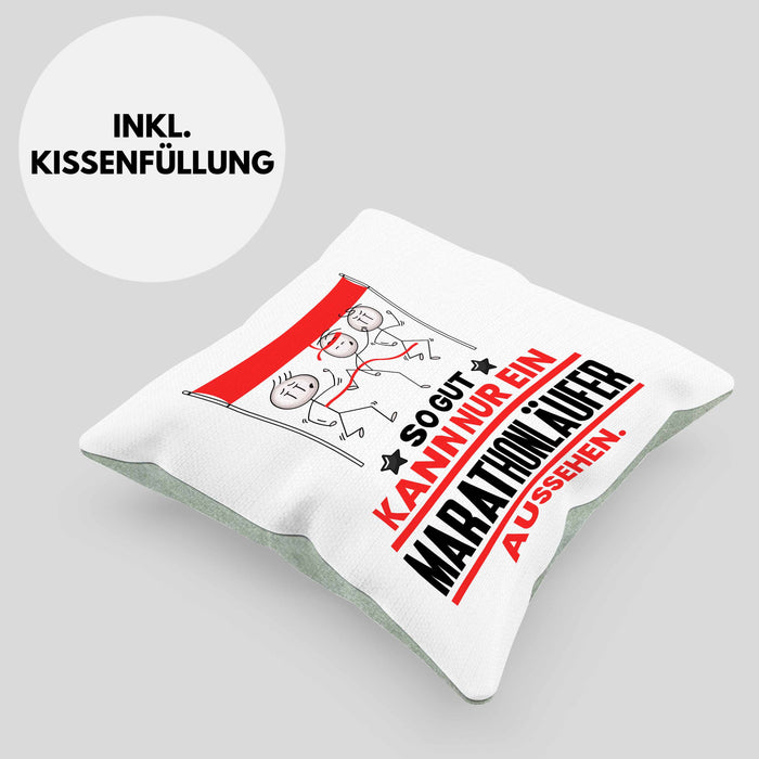 Marathonläufer Geschenk Kissen mit Füllung 40x40 So Gut Kann Nur Ein Marathonläufer Aussehen Geschenkidee (Grau) Grün Trendation