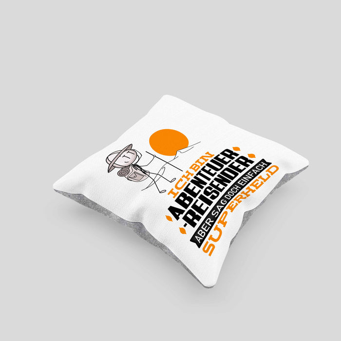 Abenteurreisender Geschenk Kissen mit Füllung 40x40 Ich Bin Abenteurreisender Aber Sag Doch Einfach Superheld Lustige Geschenkdiee für Abenteurreisender (Grau) Grau Trendation