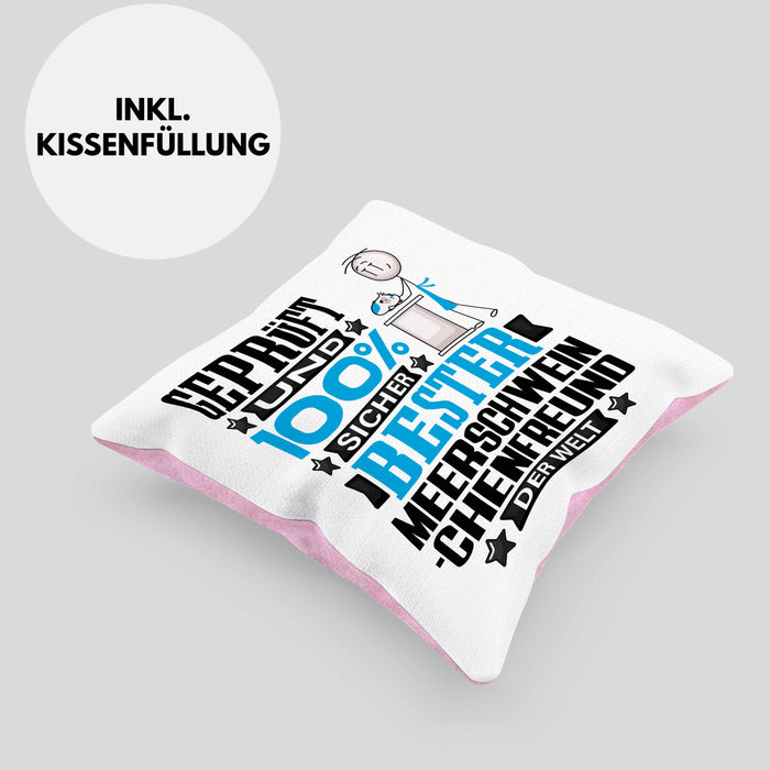 Meerschweinchenfreund Geschenk Lustiger Spruch für Meerschweinchenfreund Geschenkidee Bester Meerschweinchenfreund Der WeltKissen mit Füllung 40x40 (Grau) Rosa Trendation