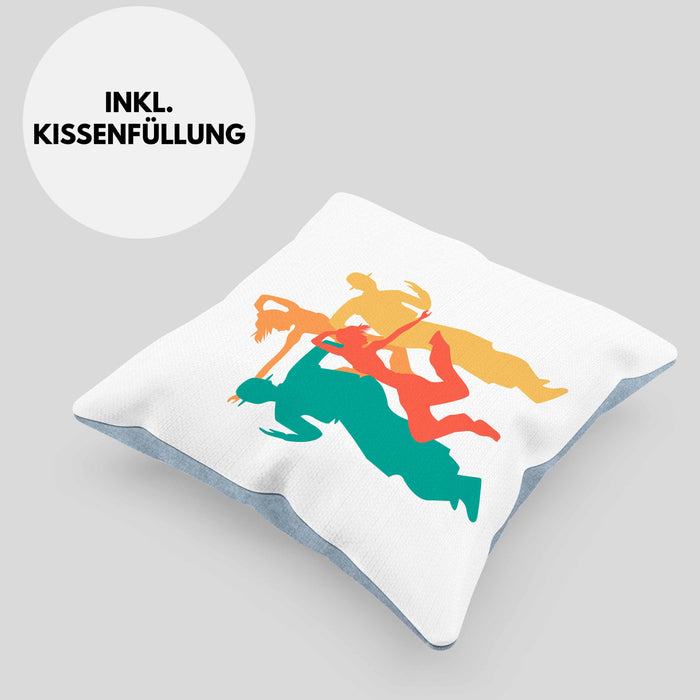 Lustige Tänzer Kissen mit Füllung 40x40 Geschenk für Tanzbegeisterte Tanzlehrer Grafik (Grau) Blau Trendation