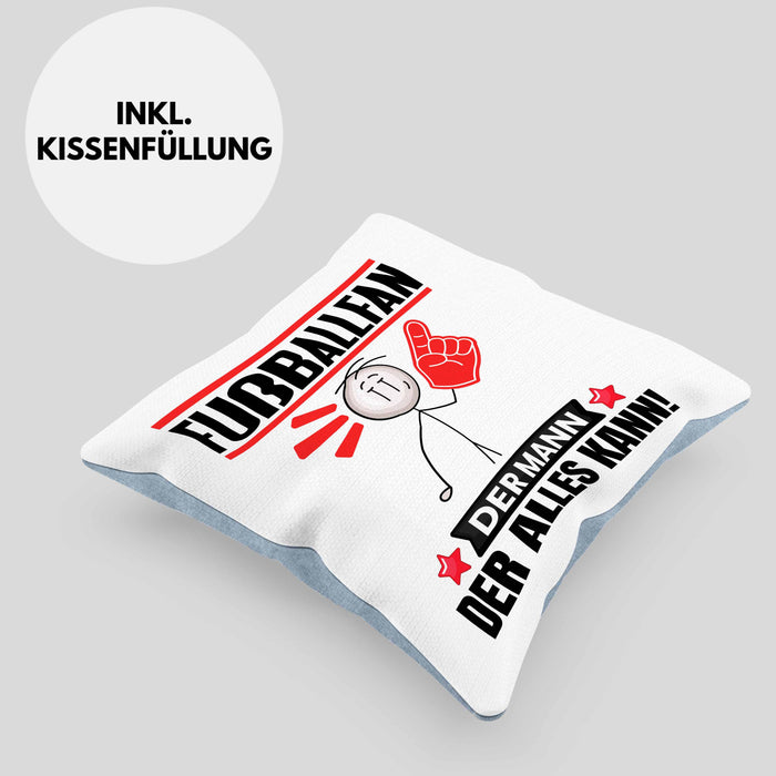 Fußballfan Kissen mit Füllung 40x40 Geschenk für Fußballfan Der Mann Der Alles Kann Geschenkidee zum Geburtstag (Grau) Blau Trendation