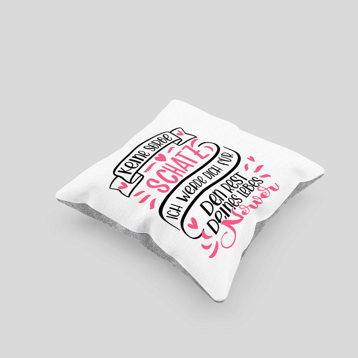 Valentinstag Kissen mit Füllung 40x40 Geschenk für Ihn Sie Männer Für Paare Freundin Geschenkidee Liebe Keine Sorge Schatz Ich Werde Dich Den Rest Deines Lebens Nerven (Grau) Grau Trendation