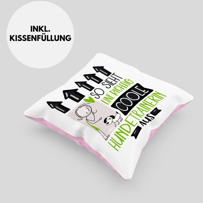 Hundetrainerin Geschenk Kissen mit Füllung 40x40 Lustig Geschenkidee für Hundetrainerin Geburtstag So Sieht Eine Richtig Coole Hundetrainerin Aus Frauen Spruch (Grau) Rosa Trendation