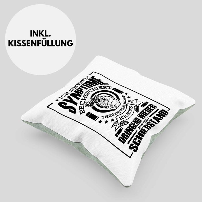 Lustige Schießen-Kissen mit Füllung 40x40 für Sportschützen Geschenk Ich Muss Dringend Wieder Auf Den Schießstand (Grau) Grün Trendation