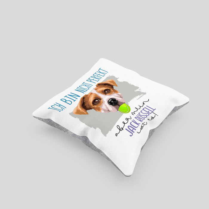 Jack Russell Besitzer Kissen mit Füllung 40x40 Geschenk Lustiger Spruch Geschenkidee Besitzerin Ich Bin Nicht toll Aber Mein Jack Russell Ist Es (Grau) Grau Trendation
