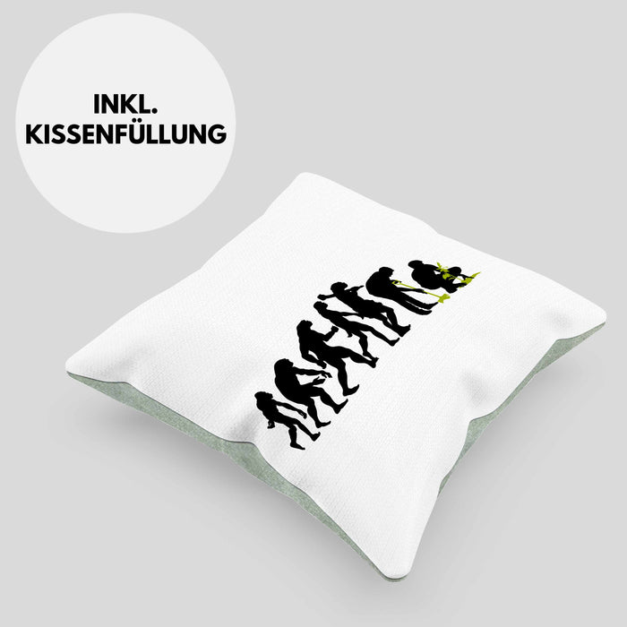 Gärtner Evolution Kissen mit Füllung 40x40 mit Spruch Garten Hobbygärtner Gärtner Geschenk Lustig Gärtnerin Geschenkidee (Grau) Grün Trendation