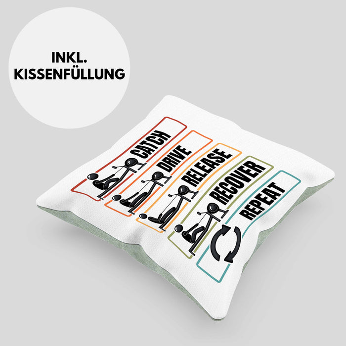Rudern Kissen mit Füllung 40x40 Geschenk Catch Drive Release Recover Repeat Geschenkidee Ruderer (Grau) Grün Trendation