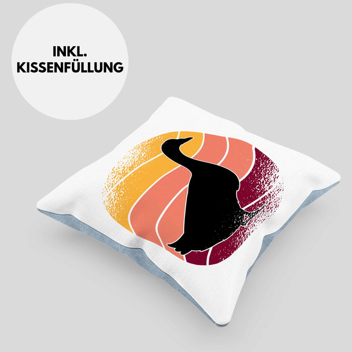 Ente Geschenk Vintage Kissen mit Füllung 40x40 Geschenk Retro Bauernhof Enten (Grau) Blau Trendation