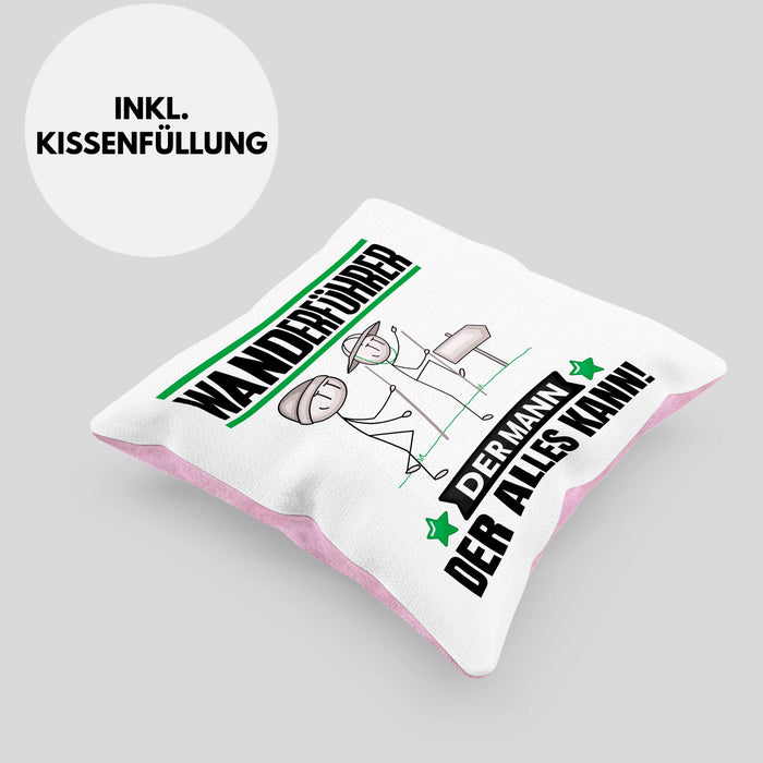Wanderführer Kissen mit Füllung 40x40 Geschenk für Wanderführer Der Mann Der Alles Kann Geschenkidee zum Geburtstag (Grau) Rosa Trendation