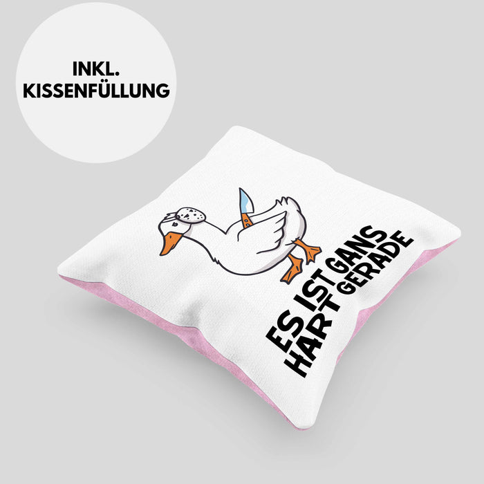 Dank Meme Kissen mit Füllung 40x40 Ganz Gans Besitzer Wortspiel Es Ist Gans Hart Gerade Geschenkidee Depressionen (Grau) Rosa Trendation