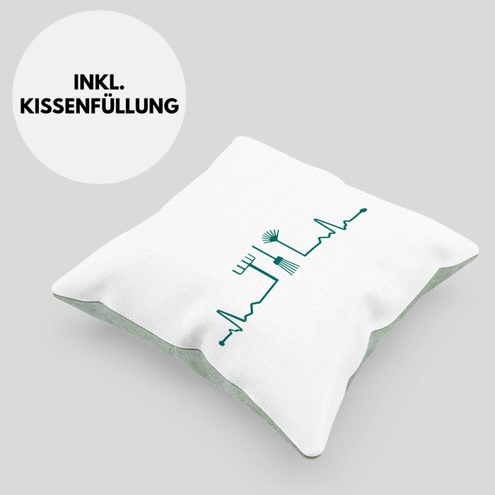 Herzschlag Gärtner Kissen mit Füllung 40x40 mit Spruch Garten Hobbygärtner Geschenk Lustig Gärtnerin Geschenkidee (Grau) Grün Trendation