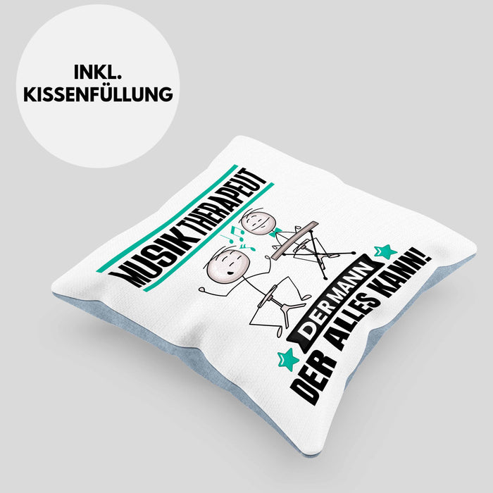 Musiktherapeut Kissen mit Füllung 40x40 Geschenk für Musiktherapeut Der Mann Der Alles Kann Geschenkidee zum Geburtstag (Grau) Blau Trendation
