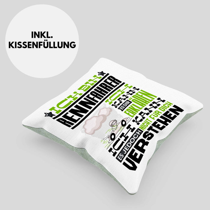 Rennfahrer Geschenk Kaffee-Kissen mit Füllung 40x40 Geschenkidee für Rennfahrer Ich Bin Rennfahrer Ich Kann Es Dir Erklären Jedoch Nicht Für Dich Verstehen Spruch Lustig (Grau) Grün Trendation