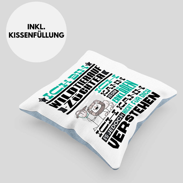 Wildtieraufzüchter Geschenk Kaffee-Kissen mit Füllung 40x40 Geschenkidee für Wildtieraufzüchter Ich Bin Wildtieraufzüchter Ich Kann Es Dir Erklären Jedoch Nicht Für Dich Verstehen Spruch Lustig (Grau) Blau Trendation