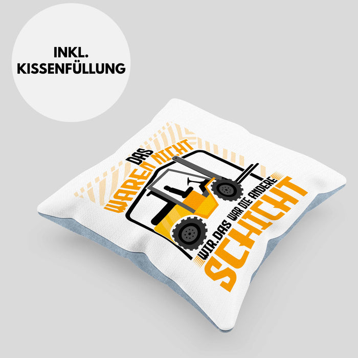 Staplerfahrer Kissen mit Füllung 40x40 Geschenk für Gabelstapelfahrer Lagerist Geschenkidee Lager (Grau) Blau Trendation