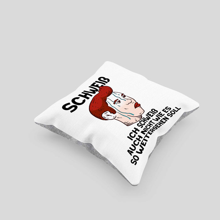 Dank Meme Kissen mit Füllung 40x40 Schweiß Wortspiel Ich Schweiß Auch Nicht Wie Das Weitergehen Soll Geschenkidee Depressionen (Grau) Grau Trendation