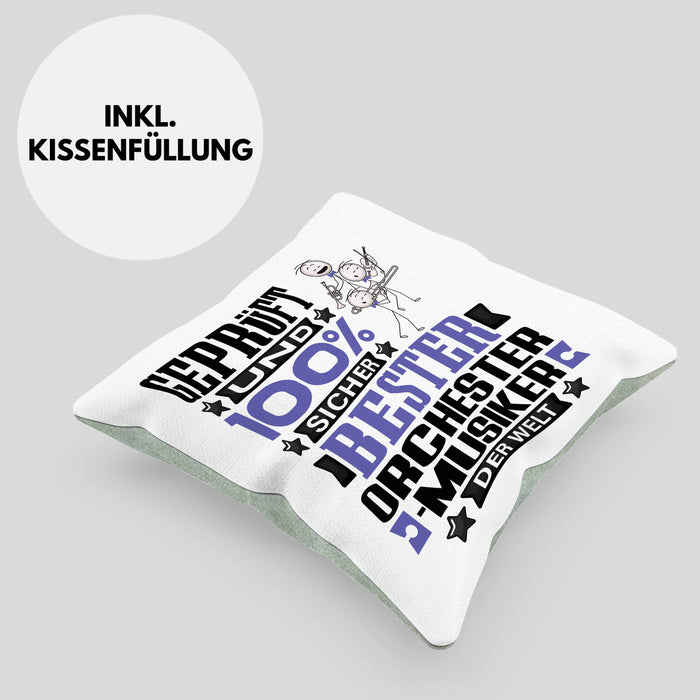 Orchestermusiker Geschenk Lustiger Spruch für Orchestermusiker Geschenkidee Bester Orchestermusiker Der WeltKissen mit Füllung 40x40 (Grau) Grün Trendation
