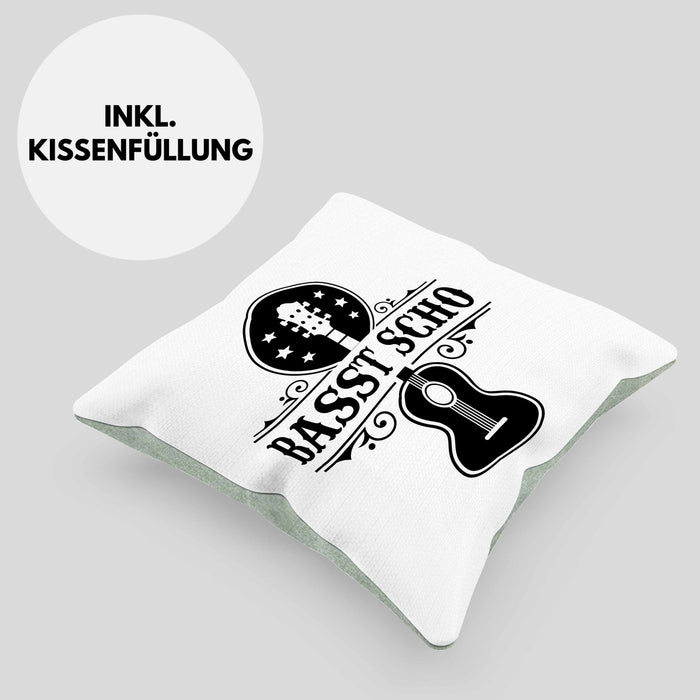 Bassist Kissen mit Füllung 40x40 Geschenk Bass-Spieler Geschenkidee Basst Scho Spruch (Grau) Grün Trendation