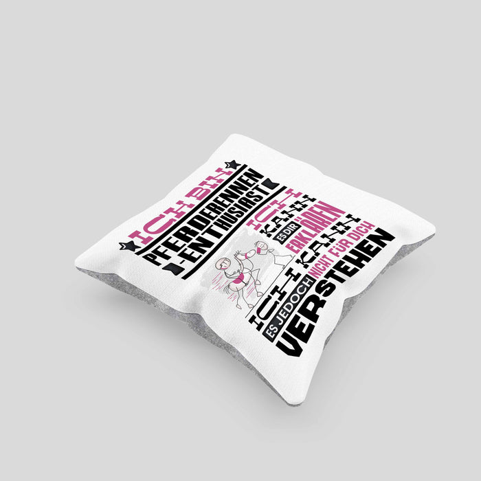 Pferderennen-Enthusiast Geschenk Kaffee-Kissen mit Füllung 40x40 Geschenkidee für Pferderennen-Enthusiast Ich Bin Pferderennen-Enthusiast Ich Kann Es Dir Erklären Jedoch Nicht Für Dich Verstehen Spruch Lustig (Grau) Grau Trendation